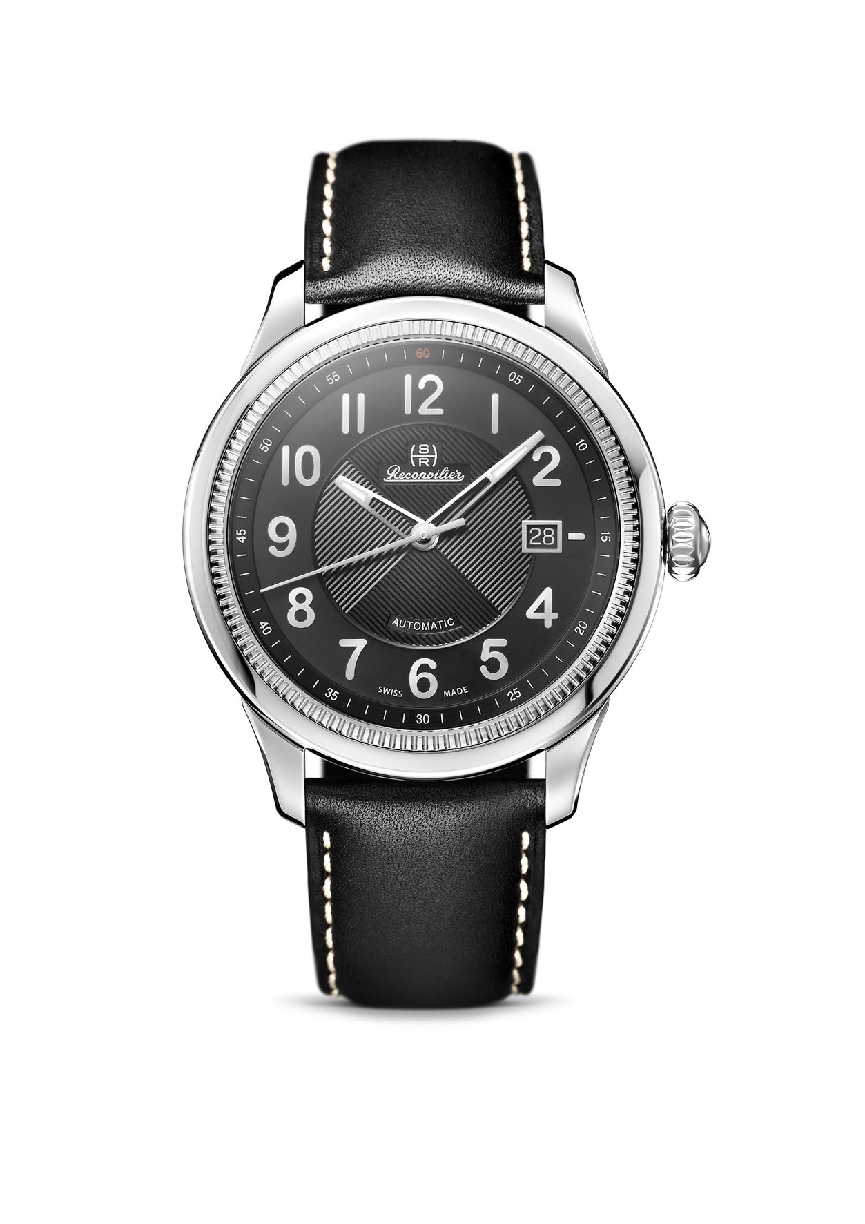 Classic Steel Black-White Black Leather Sport